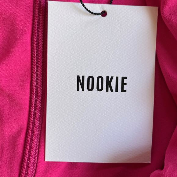 Nookie Dress Womens Small Neon Pink Envy Mini Long Sleeve Ruched Party Australia - Picture 7 of 10